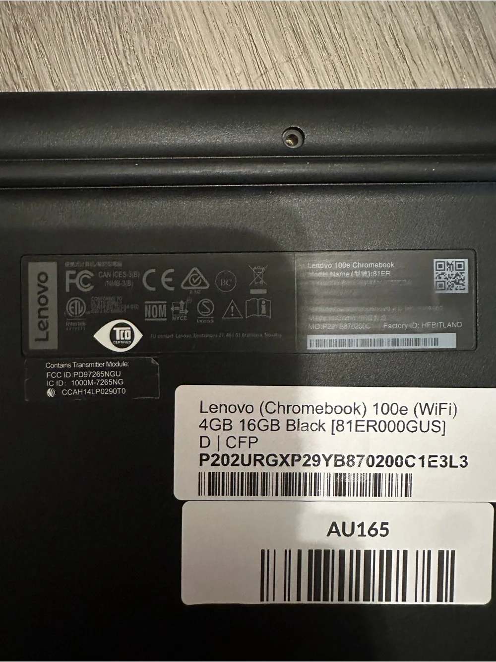 Lenovo (Chromebook) 100e (WiFi) 4GB 16GB Black